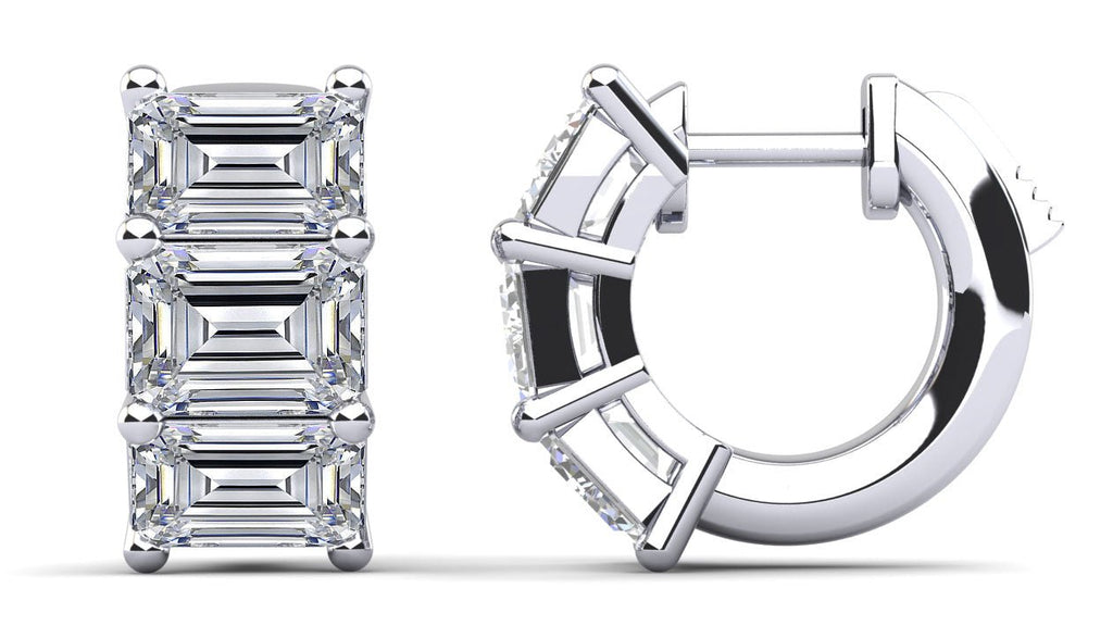 Six Stone Emerald Cut Diamond Hoops Diamond with 0.96 ct.(finished) 3.6x2.7mm - Luxury Time NYC