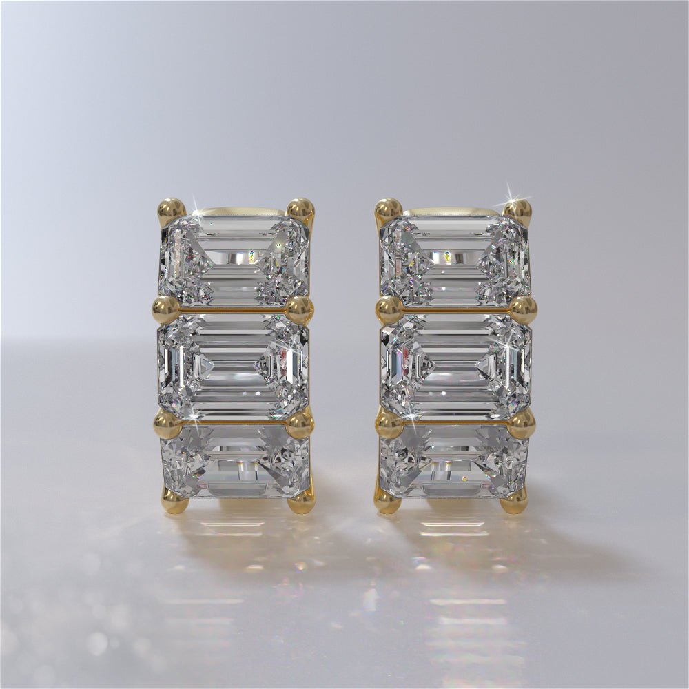 Six Stone Emerald Cut Diamond Hoops Diamond with 0.96 ct.(finished) 3.6x2.7mm - Luxury Time NYC