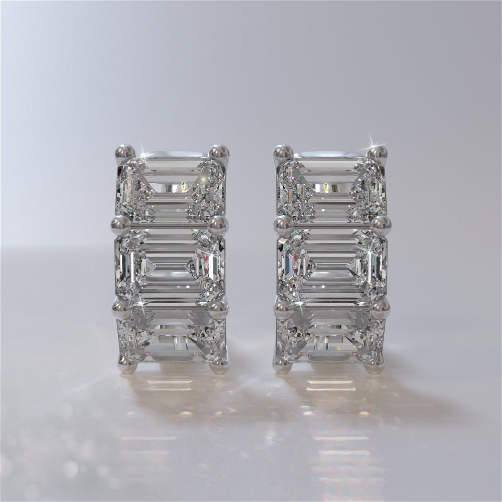 Six Stone Emerald Cut Diamond Hoops Diamond with 0.96 ct.(finished) 3.6x2.7mm - Luxury Time NYC