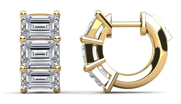 Six Stone Emerald Cut Diamond Hoops Lab - Grown Diamond with 0.96 ct.(finished) 3.6x2.7mm - Luxury Time NYC