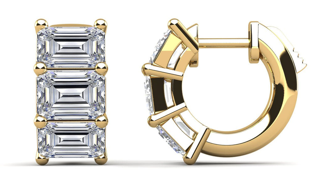 Six Stone Emerald Cut Diamond Hoops Lab - Grown Diamond with 0.96 ct.(finished) 3.6x2.7mm - Luxury Time NYC