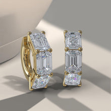 Load image into Gallery viewer, Six Stone Emerald Cut Diamond Huggie Hoops Diamond with 1.20 ct.(finished) 4x3mm - Luxury Time NYC