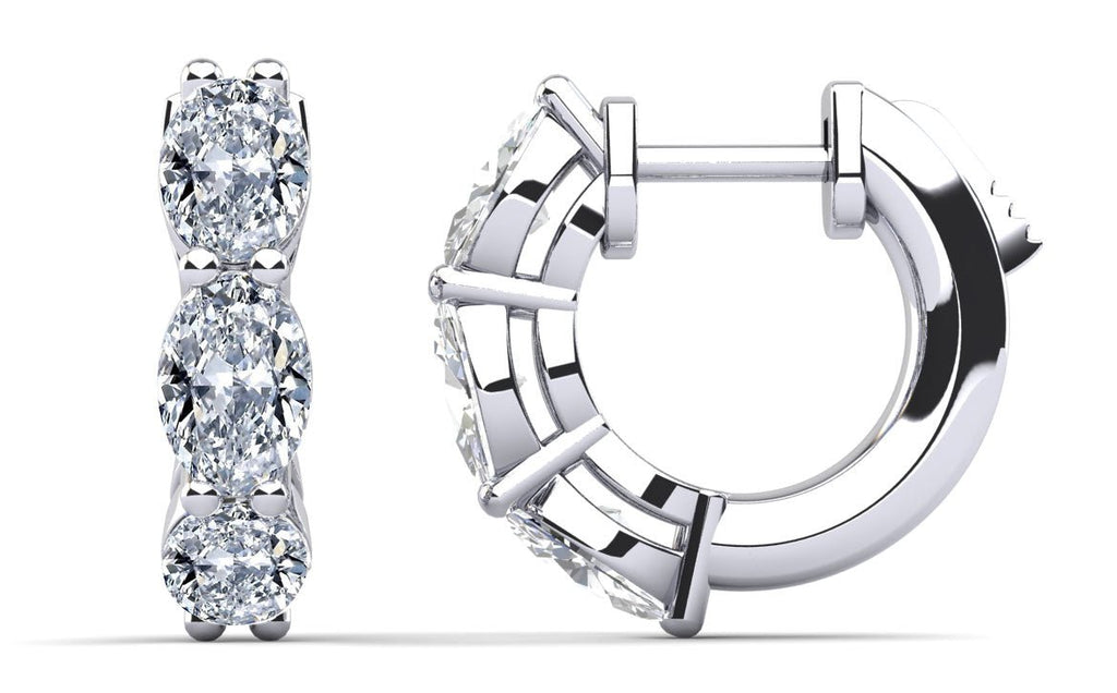 Six Stone Oval Lab - Grown Diamond Hoop Earrings with 1.20 ct.(finished) 4x3mm - Luxury Time NYC