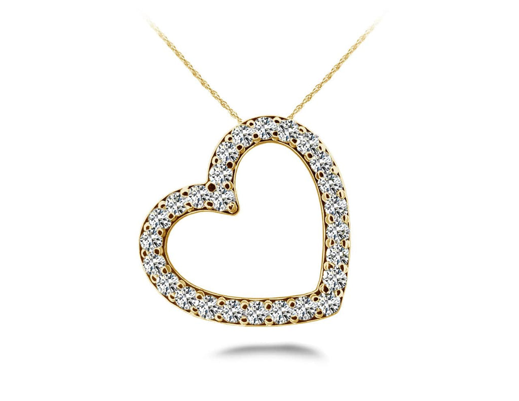 Slanted Diamond Heart Diamond Pendant with 0.45 ct.(finished) 1.5mm - Luxury Time NYC