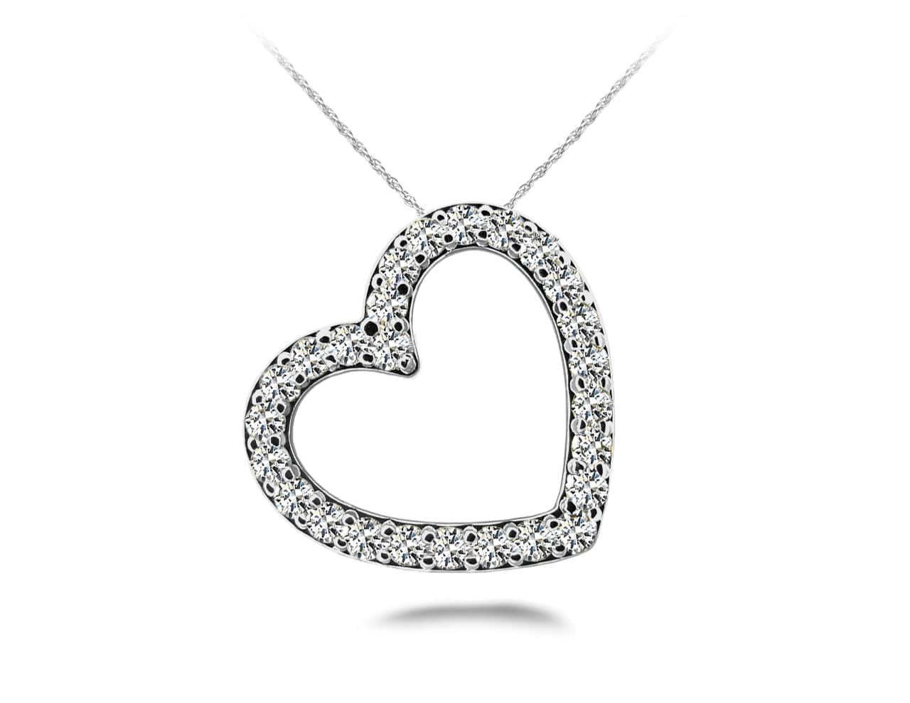 Slanted Diamond Heart Diamond Pendant with 0.45 ct.(finished) 1.5mm - Luxury Time NYC