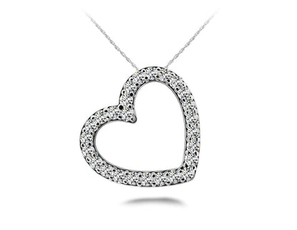 Slanted Diamond Heart Diamond Pendant with 0.45 ct.(finished) 1.5mm - Luxury Time NYC