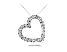 Load image into Gallery viewer, Slanted Diamond Heart Diamond Pendant with 0.78 ct.(finished) 1.9mm - Luxury Time NYC