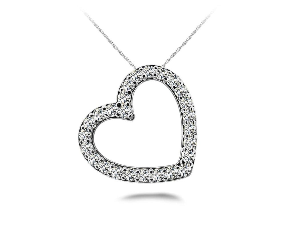 Slanted Diamond Heart Diamond Pendant with 1.03 ct.(finished) 2.3mm - Luxury Time NYC