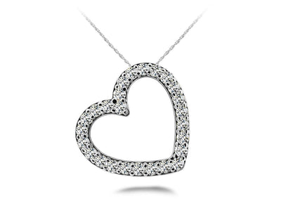Slanted Diamond Heart Lab - Grown Diamond Pendant with 0.78 ct.(finished) 1.9mm - Luxury Time NYC