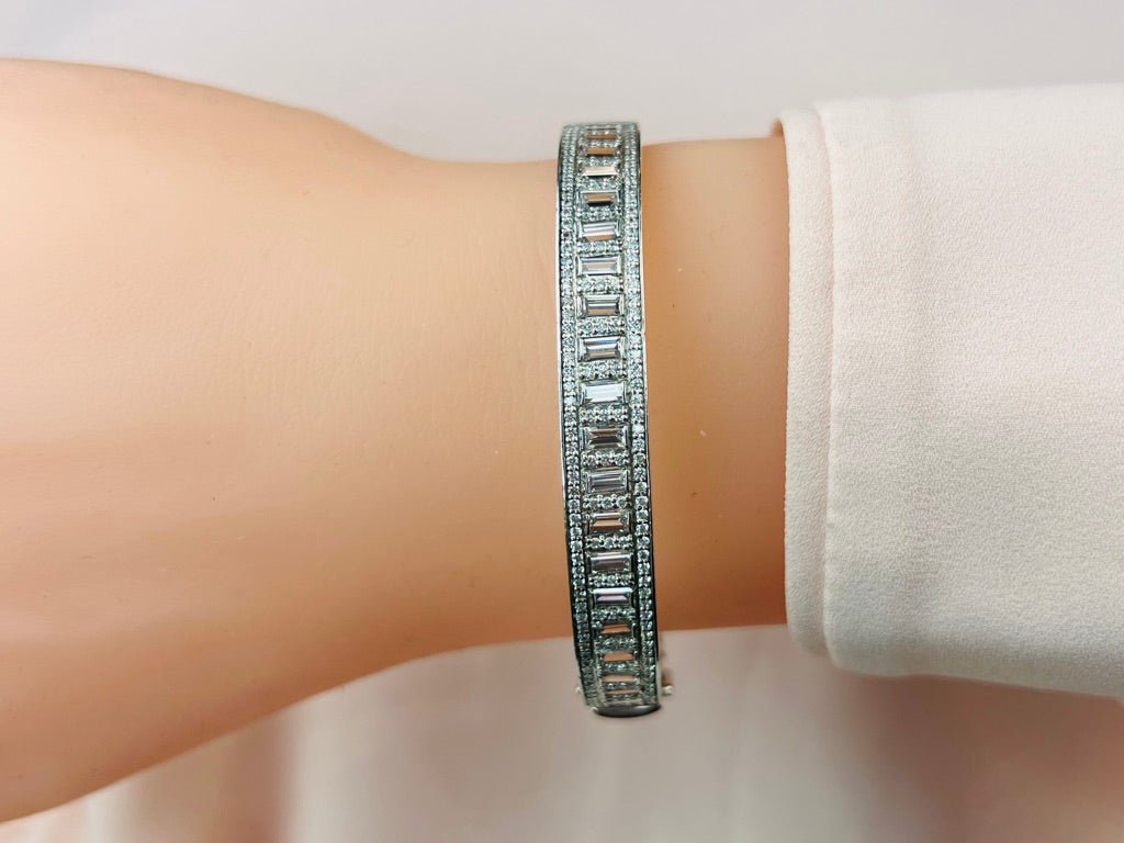 Sleek And Stylish Baguette Bangle Diamond with 4.30 ct.(finished) 4x2mm, 1.1mm - Luxury Time NYC