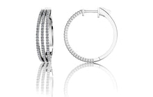 Load image into Gallery viewer, Small 3 Row Diamond Hoop Earrings with 1.34 ct.(finished) 1.2mm - Luxury Time NYC