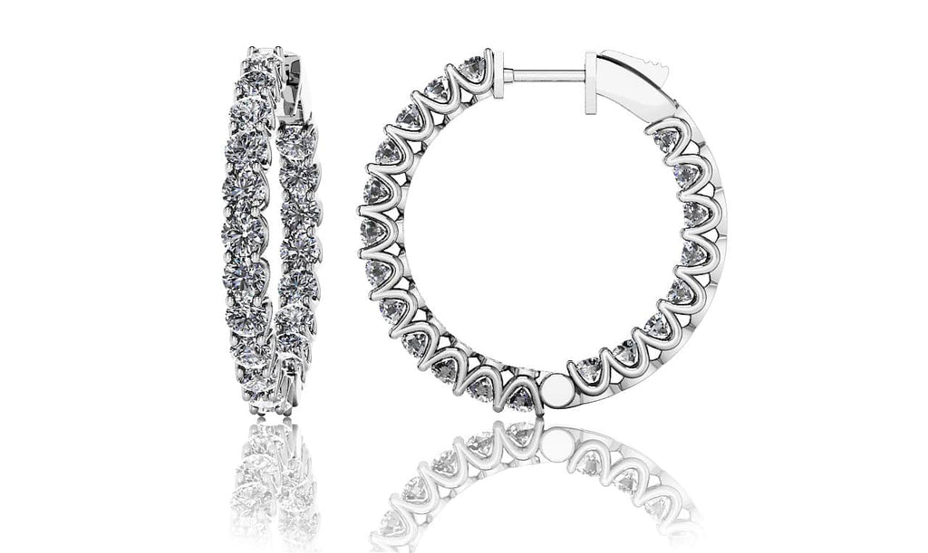 Small Diamond Huggie Diamond Hoop Earrings with 1.72 ct.(finished) 2mm - Luxury Time NYC