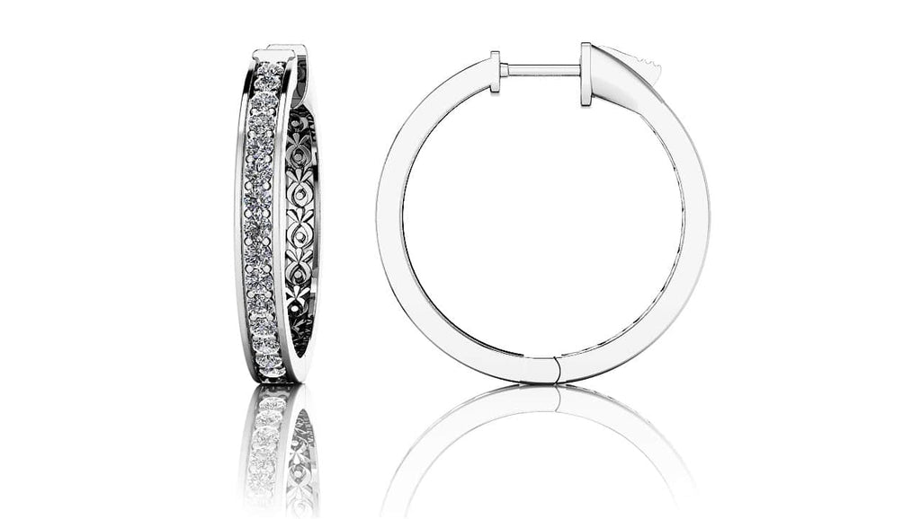 Small Prong Set Diamond Lined Hoops Diamond with 0.46 ct.(finished) 1.3mm - Luxury Time NYC