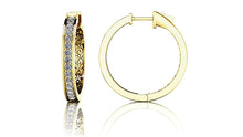 Load image into Gallery viewer, Small Prong Set Diamond Lined Hoops Diamond with 0.46 ct.(finished) 1.3mm - Luxury Time NYC