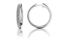 Load image into Gallery viewer, Small Triple Row Diamond Hoop Earrings with 1.06 ct.(finished) 1.1mm - Luxury Time NYC