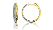 Load image into Gallery viewer, Small Triple Row Diamond Hoop Earrings with 1.74 ct.(finished) 1.5mm - Luxury Time NYC