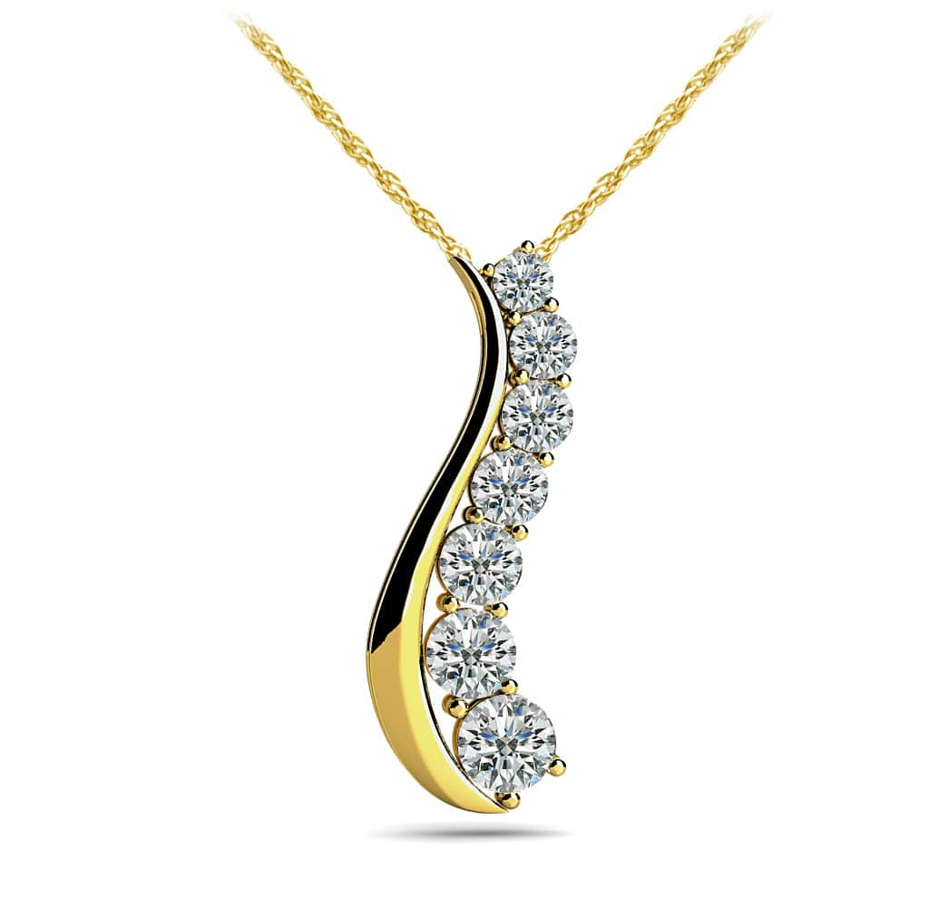 Solid Curve Diamond Journey Necklace Diamond with 0.23 ct.(finished) - Luxury Time NYC