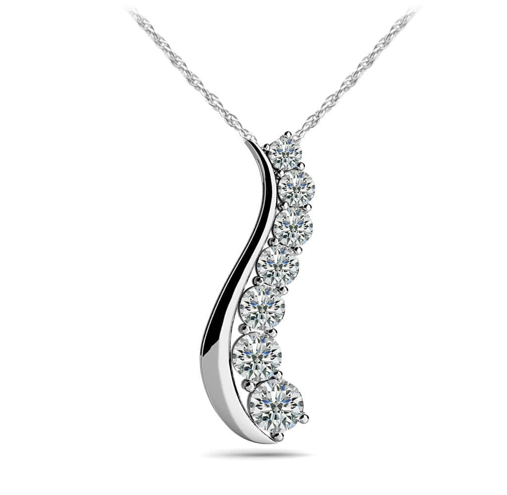 Solid Curve Diamond Journey Necklace Diamond with 0.97 ct.(finished) - Luxury Time NYC