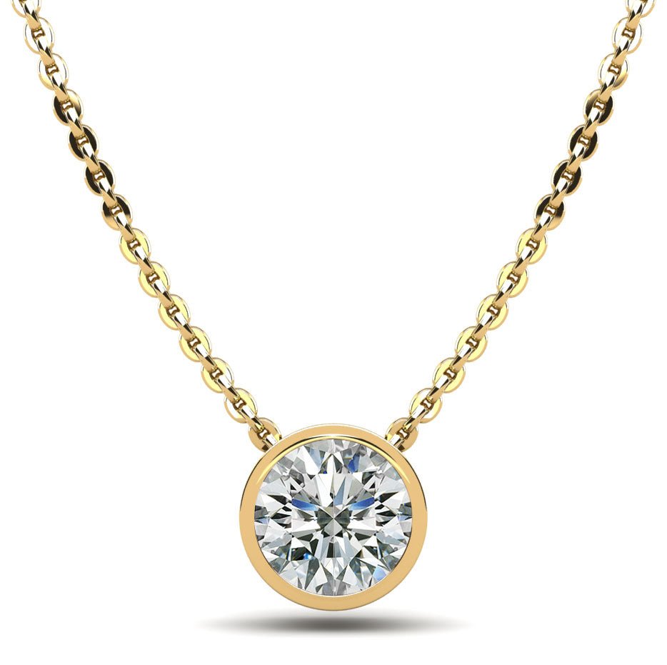 Solitaire Brilliant Round Diamond Pendant with 0.50 ct.(finished) 5mm - Luxury Time NYC