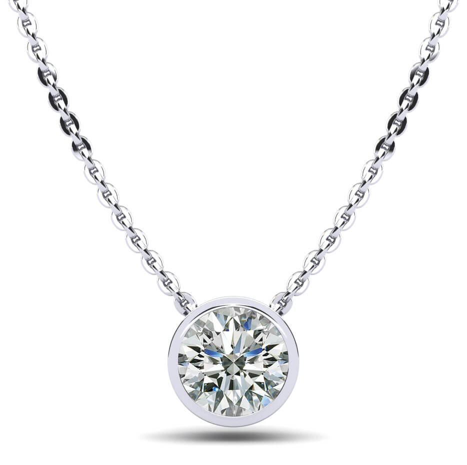 Solitaire Brilliant Round Diamond Pendant with 0.50 ct.(finished) 5mm - Luxury Time NYC