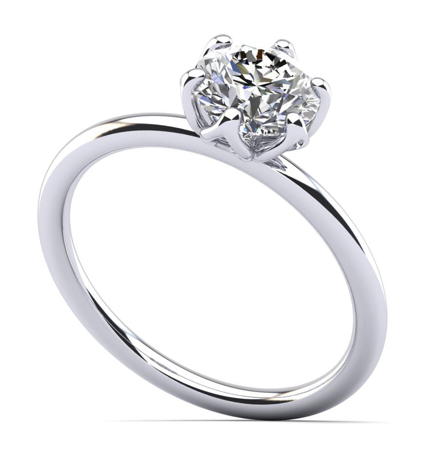 Solitaire Flower Diamond Engagement Ring with 0.50 ct.(finished) 5mm - Luxury Time NYC