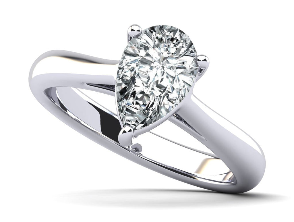 Solitaire Pear Shape Diamond Engagement Ring with 0.50 ct.(finished) 7x4.5mm - Luxury Time NYC