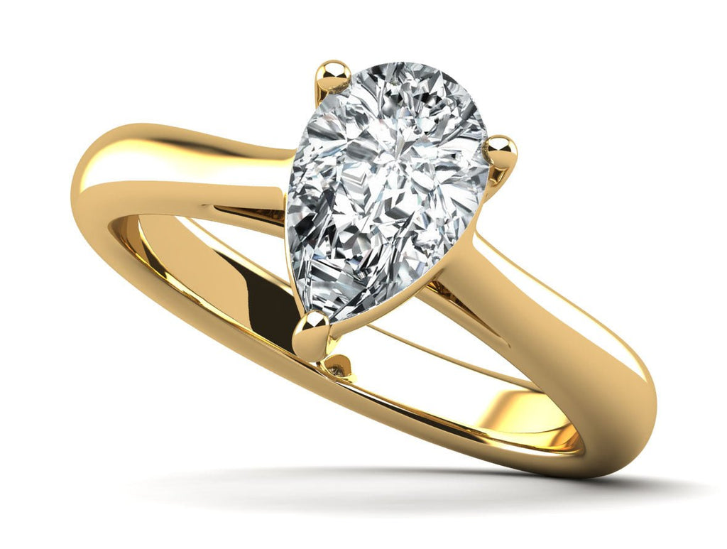 Solitaire Pear Shape Diamond Engagement Ring with 0.50 ct.(finished) 7x4.5mm - Luxury Time NYC