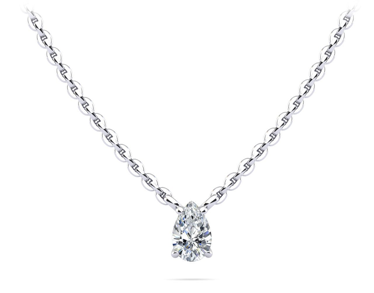 Solitaire Pear Shape Lab - Grown Diamond Pendant with 0.50 ct.(finished) 7x4.5mm - Luxury Time NYC