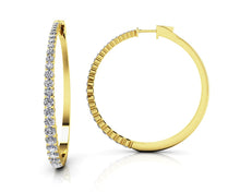 Load image into Gallery viewer, Sophisticated Tapered Diamond Hoop Earrings with 3.37 ct.(finished) - Luxury Time NYC