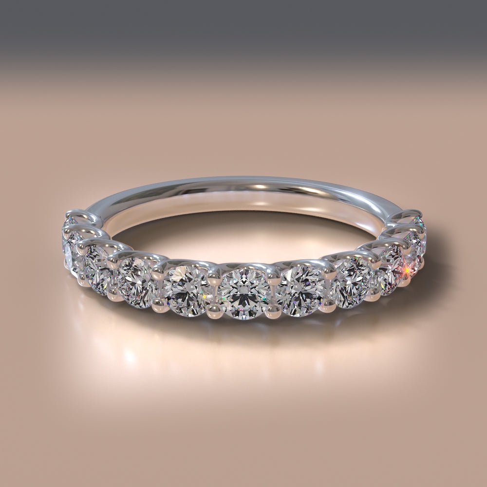 Sparkle Brilliant Round Diamond Anniversary Diamond Ring with 0.53 ct.(finished) 2.25mm - Luxury Time NYC