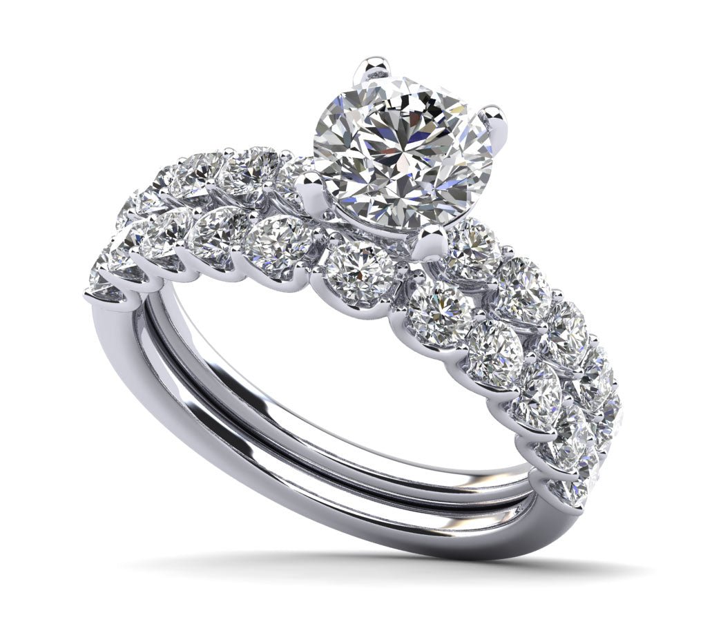 Sparkle Brilliant Round Diamond Bridal Set Diamond with 1.82 ct. (0.50 ct. center diamond) - Luxury Time NYC