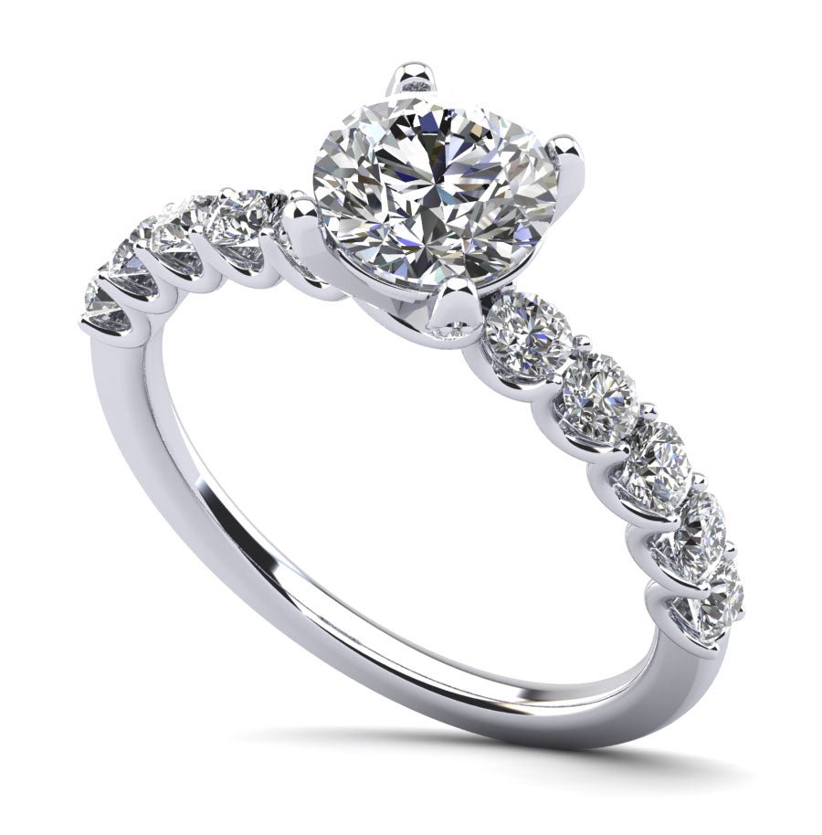 Sparkle Brilliant Round Diamond Engagement Ring with 1.16 ct. (0.50 ct. center diamond) - Luxury Time NYC