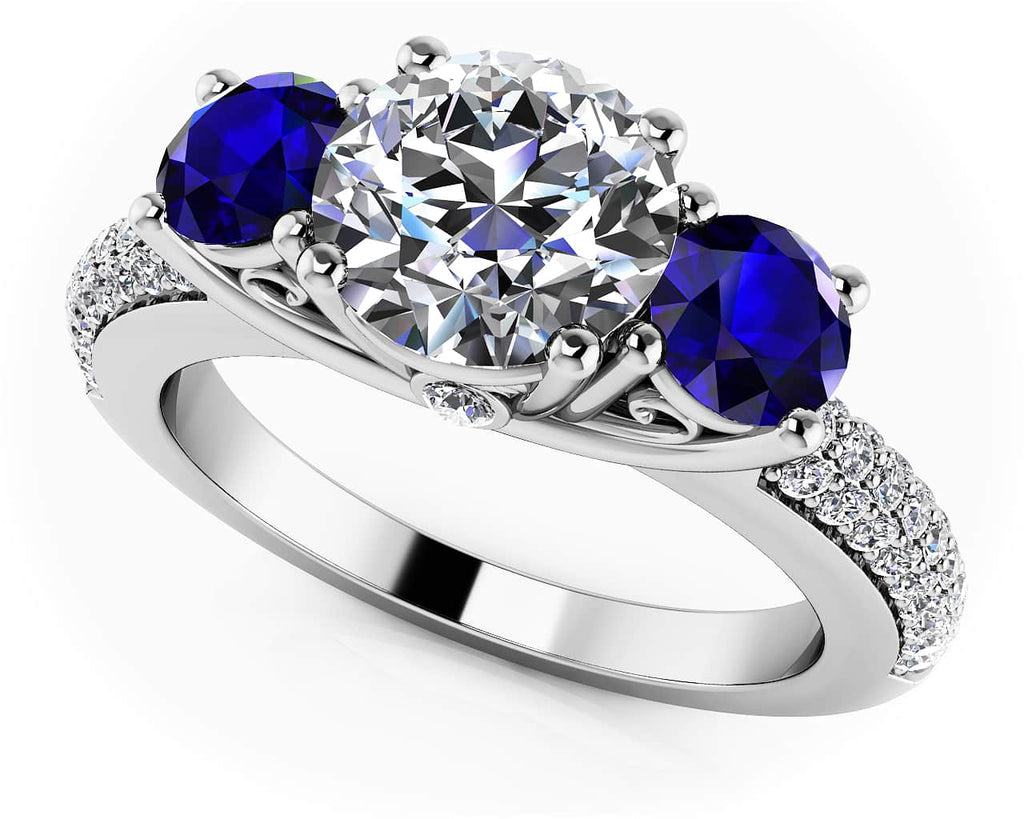 Sparkling Love Three Stone Diamond Ring 1.11 ct.(finished) Sapphire - Luxury Time NYC