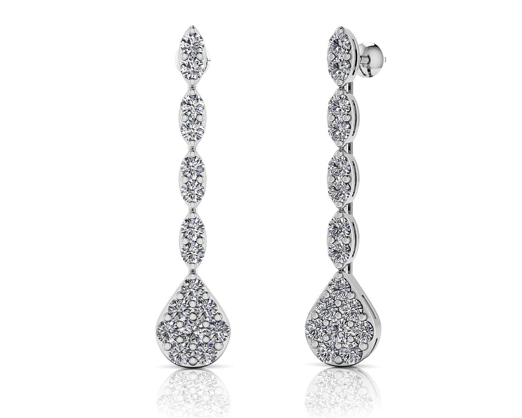 Sparkling Pear Drop Cluster Earrings Lab - Grown Diamond with 1.96 ct.(finished) 2.5mm, 2.75mm - Luxury Time NYC