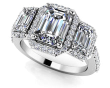 Load image into Gallery viewer, Sparkling Three Stone Emerald Cut Diamond Engagement Ring with 1.27 ct. (0.50 ct. center diamond) - Luxury Time NYC