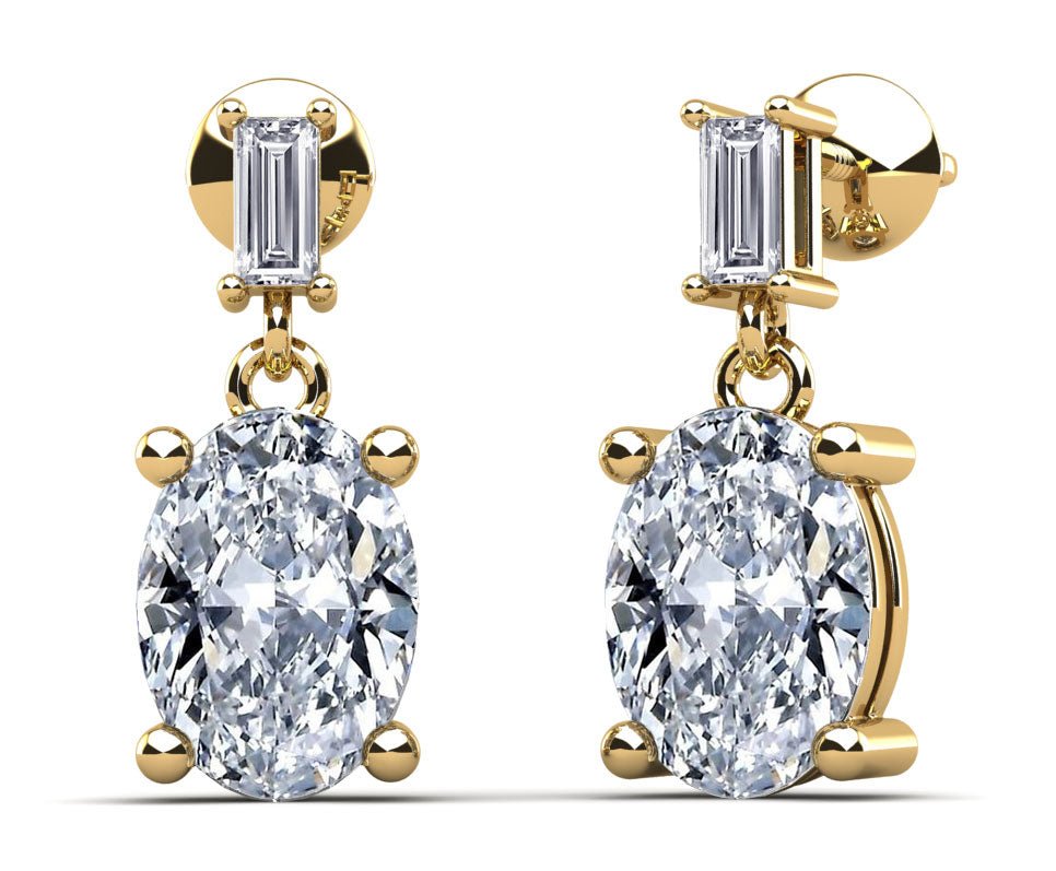 Splendid Oval Cut Diamond Drop Lab - Grown Diamond Earrings with 1.32 ct.(finished) 3x1.5mm, 6x4mm - Luxury Time NYC