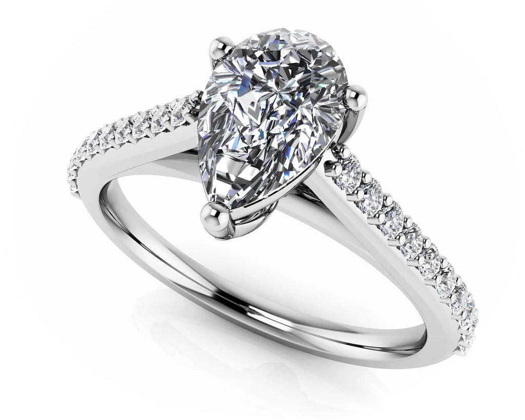 Splendid Pear Shaped Diamond Engagement Ring with 0.56 ct. (0.30 ct. center diamond) - Luxury Time NYC