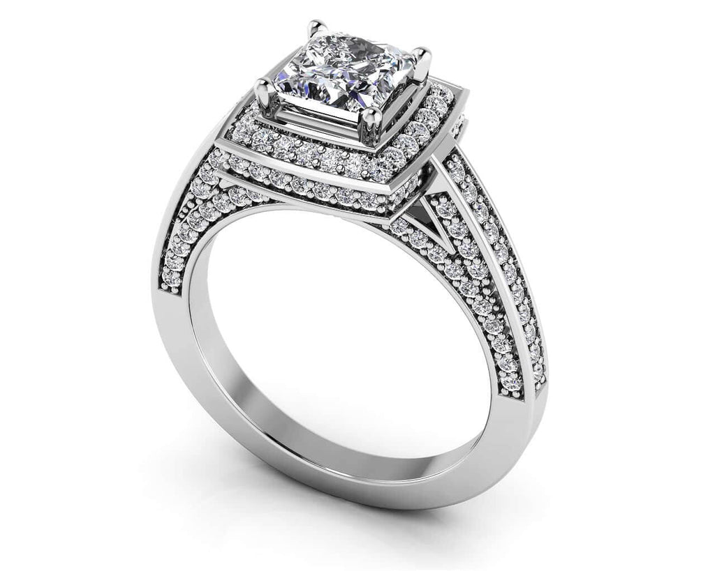 Splendid Princess Cut Diamond Engagement Ring with 1.18 ct. (0.50 ct. center diamond) - Luxury Time NYC