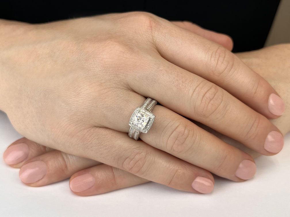 Splendid Princess Cut Lab - Grown Diamond Bridal Set with 1.75 ct. (0.70 ct. center diamond) - Luxury Time NYC