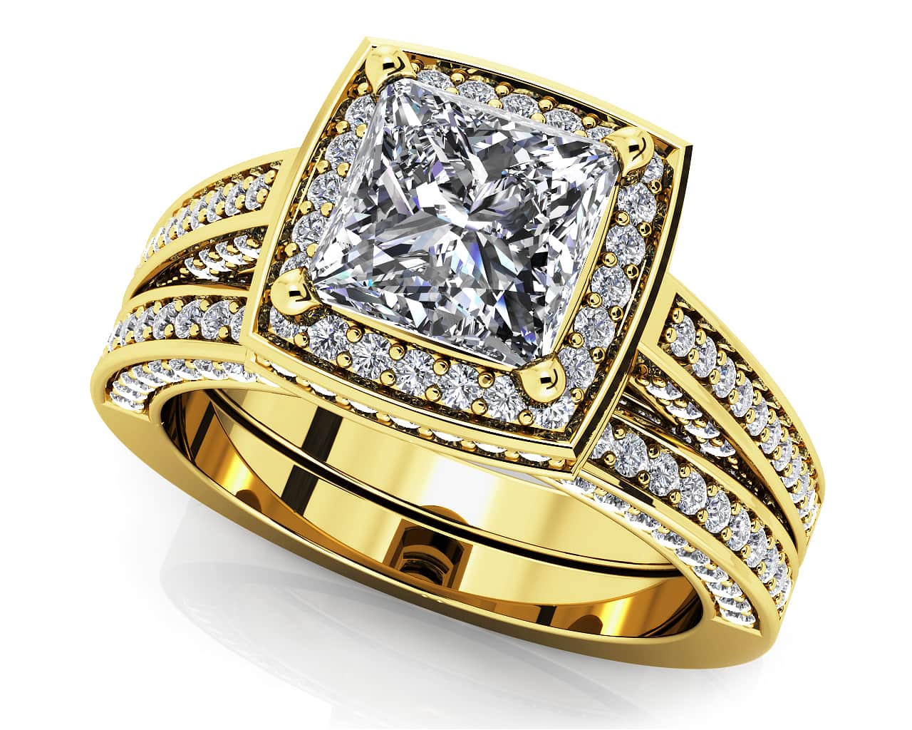 Splendid Princess Cut Lab-Grown Diamond Bridal Set with 2.59 ct