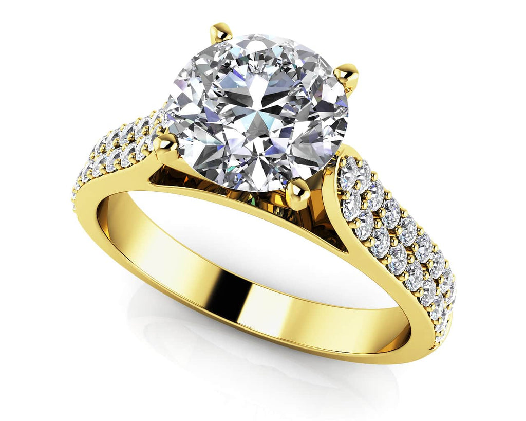 Splendid Romance Two Row Diamond Engagement Ring with 0.88 ct. (0.50 ct. center diamond) - Luxury Time NYC