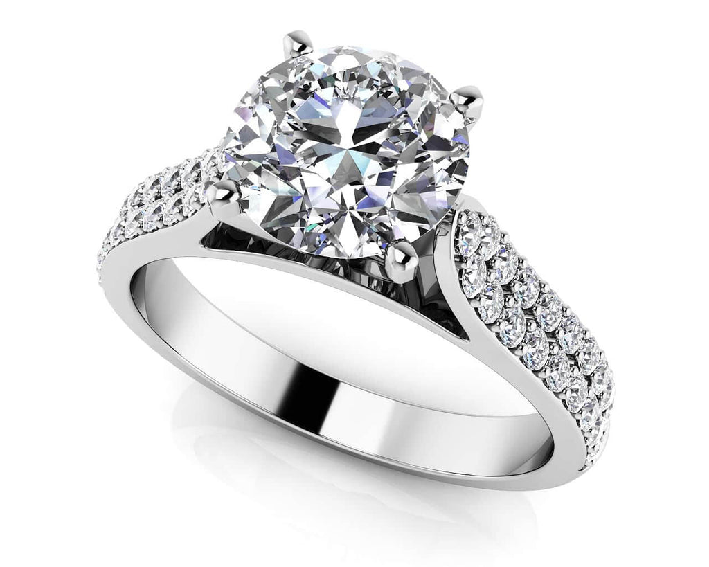 Splendid Romance Two Row Diamond Engagement Ring with 0.88 ct. (0.50 ct. center diamond) - Luxury Time NYC