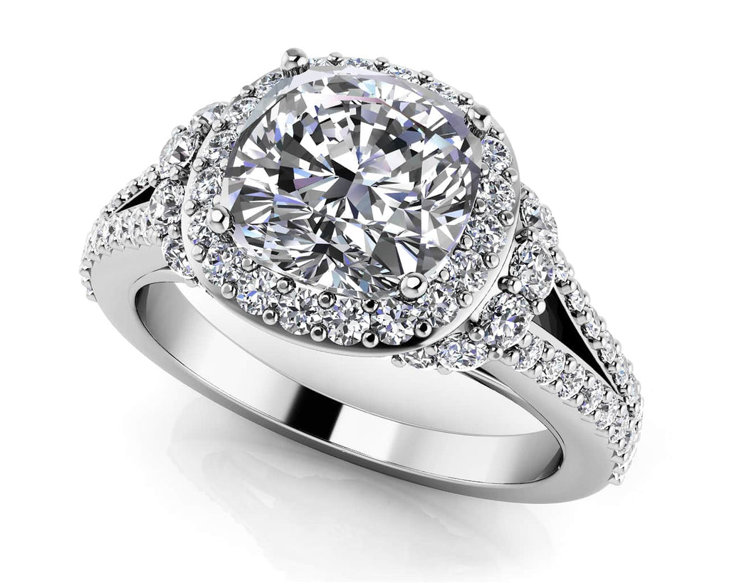 Split Shank Cushion Cut Lab - Grown Diamond Engagement Ring with 1.11 ct. (0.50 ct. center diamond) - Luxury Time NYC