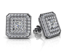 Load image into Gallery viewer, Square Shaped Princess And Round Diamond Lab - Grown Diamond Studs with 0.95 ct. (2X0.16 ct. center diamonds) - Luxury Time NYC