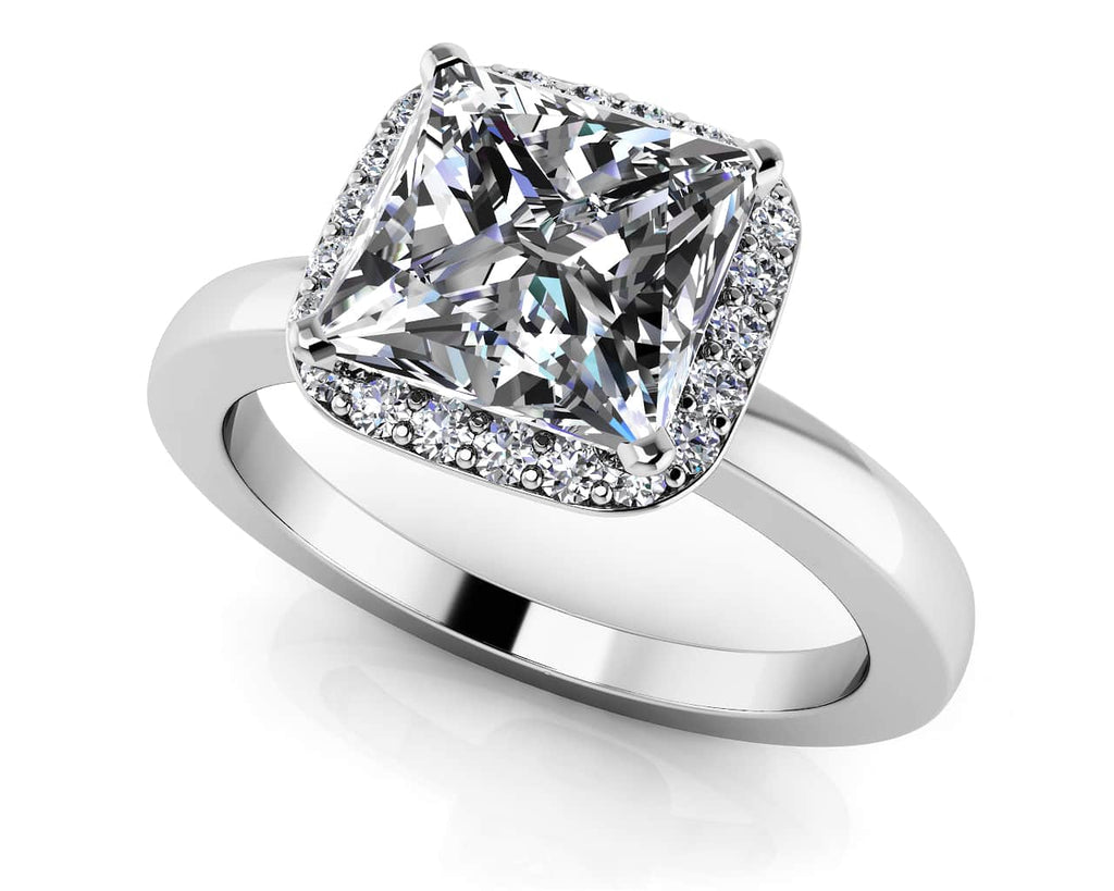 Square Stone Diamond Frame Diamond Engagement Ring with 0.62 ct. (0.50 ct. center diamond) - Luxury Time NYC