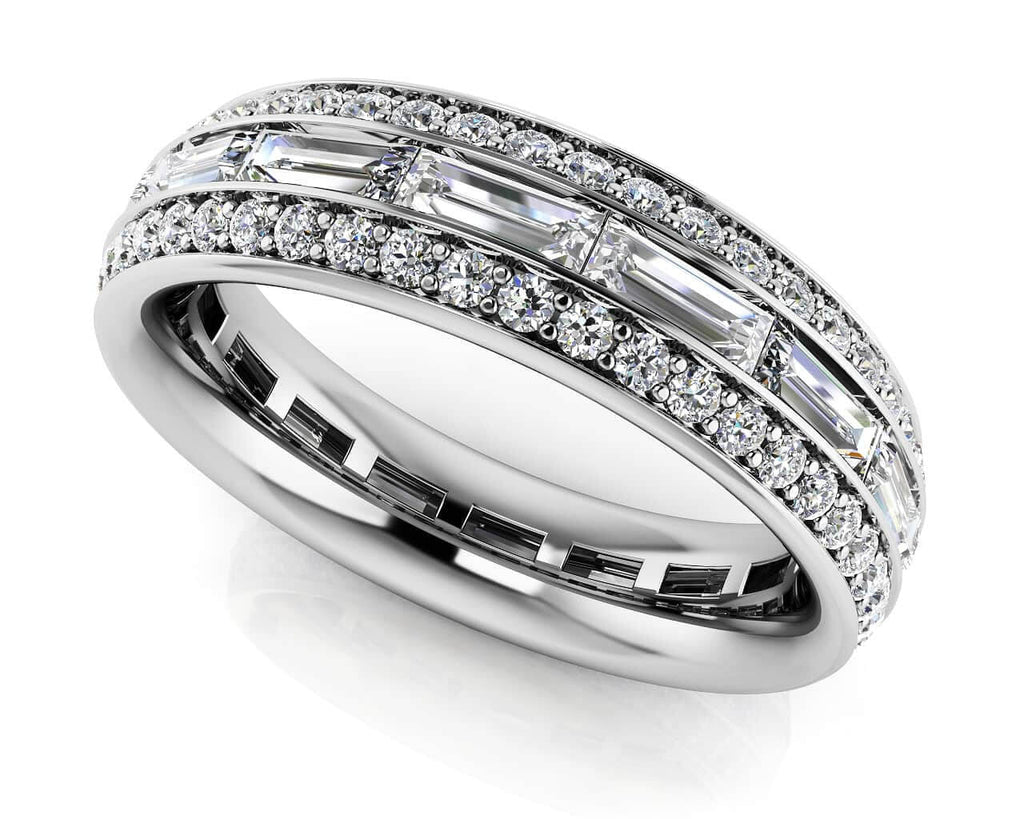 Stunning Baguette And Round Eternity Diamond Ring with 1.98 ct.(finished) 4x1.5mm, 1.1mm - Luxury Time NYC