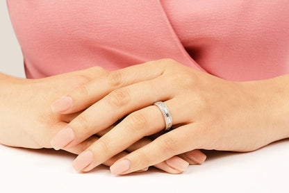 Stunning Baguette And Round Eternity Lab - Grown Diamond Ring with 1.98 ct.(finished) 4x1.5mm, 1.1mm - Luxury Time NYC