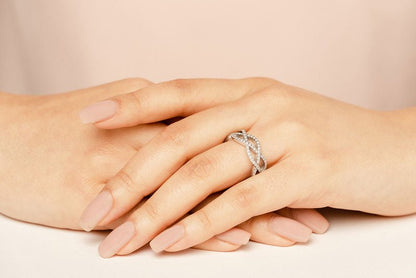 Stylish Woven Anniversary Lab - Grown Diamond Ring with 0.52 ct.(finished) 1.2mm - Luxury Time NYC