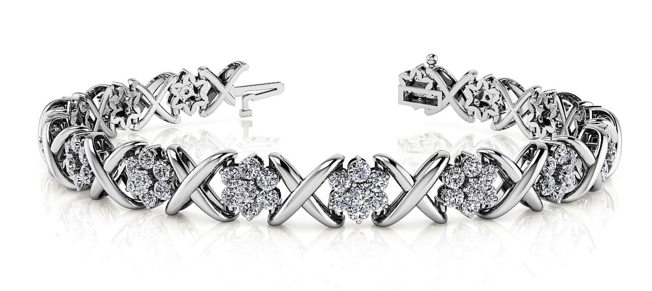 Stylized X Flower Diamond Bracelet with 6.30 ct.(finished) 2.5mm - Luxury Time NYC