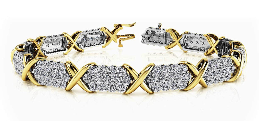 Stylized X Triple Row Diamond Bracelet with 4.00 ct.(finished) 1.7mm - Luxury Time NYC